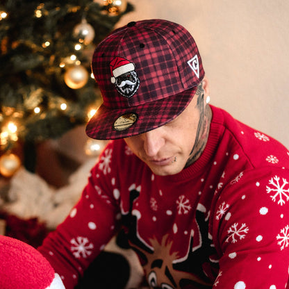 LIMITED Santa vs. Bigfoot Christmas Snapback - Red Flannel Pattern