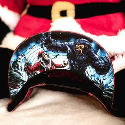 LIMITED Santa vs. Bigfoot Christmas Snapback - Red Flannel Pattern