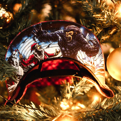 LIMITED Santa vs. Bigfoot Christmas Snapback - Red Flannel Pattern