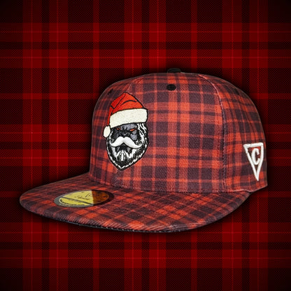 LIMITED Santa vs. Bigfoot Christmas Snapback - Red Flannel Pattern