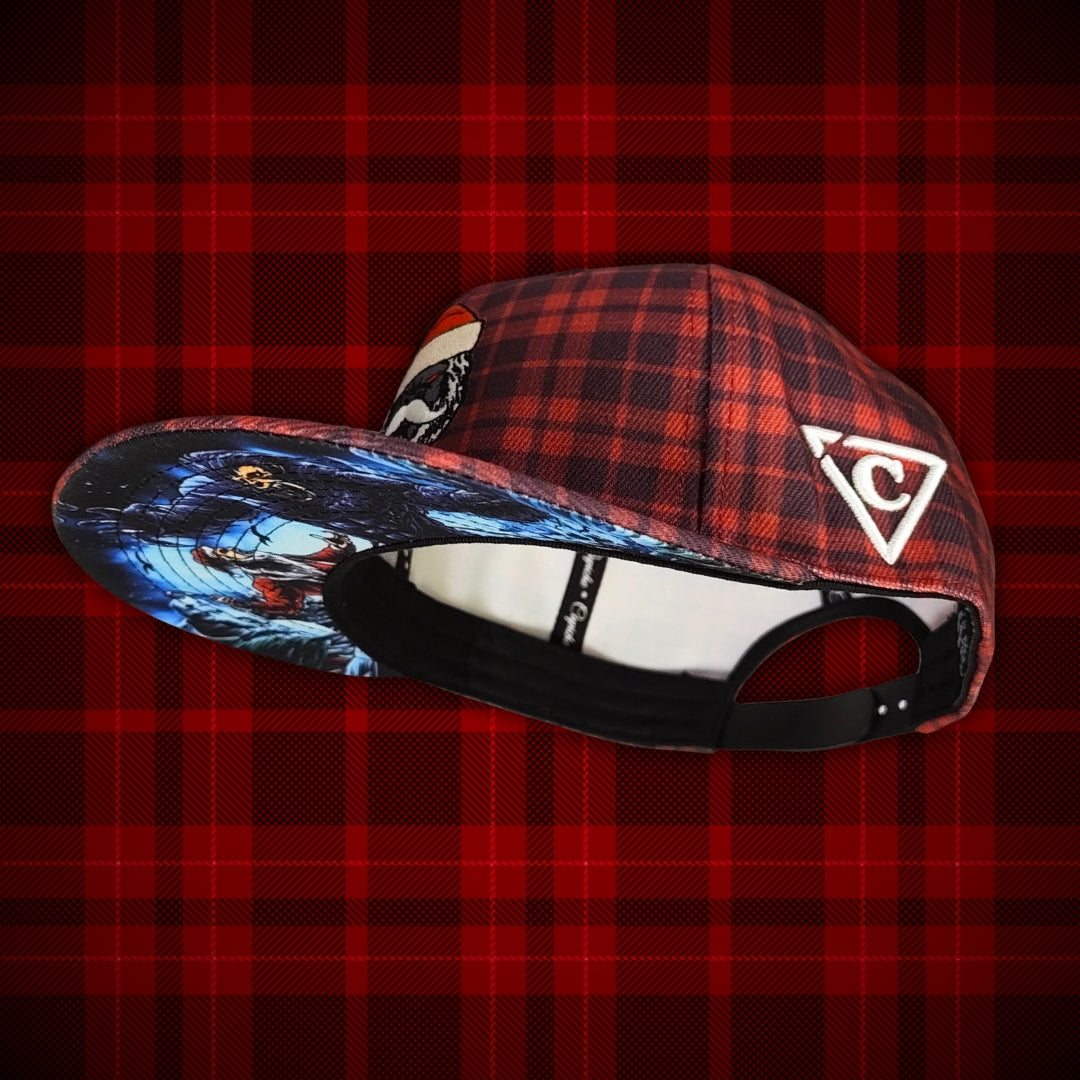LIMITED Santa vs. Bigfoot Christmas Snapback - Red Flannel Pattern