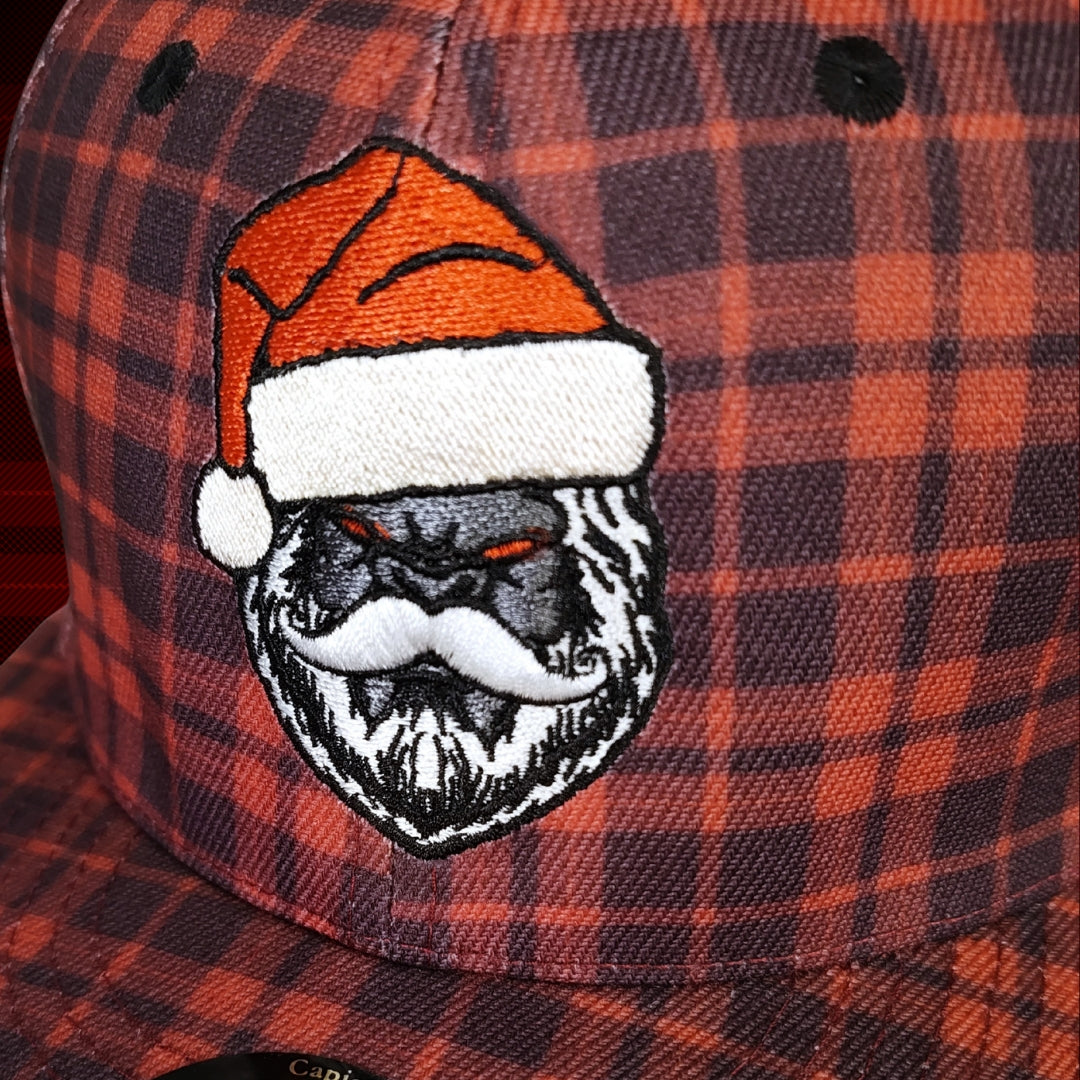 LIMITED Santa vs. Bigfoot Christmas Snapback - Red Flannel Pattern