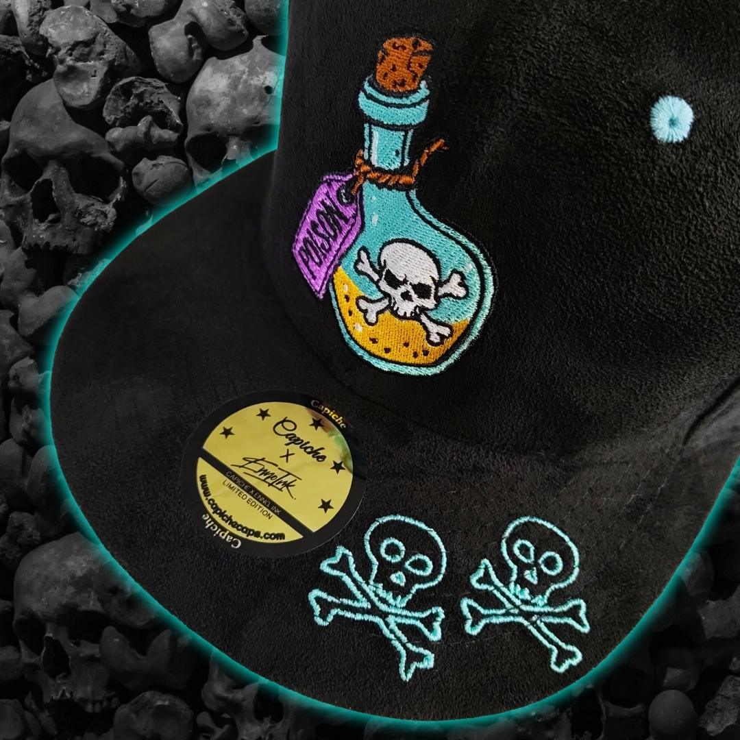 LIMITED EDITION Enno_Ink x Capiche Poison Snapback - Black Suede
