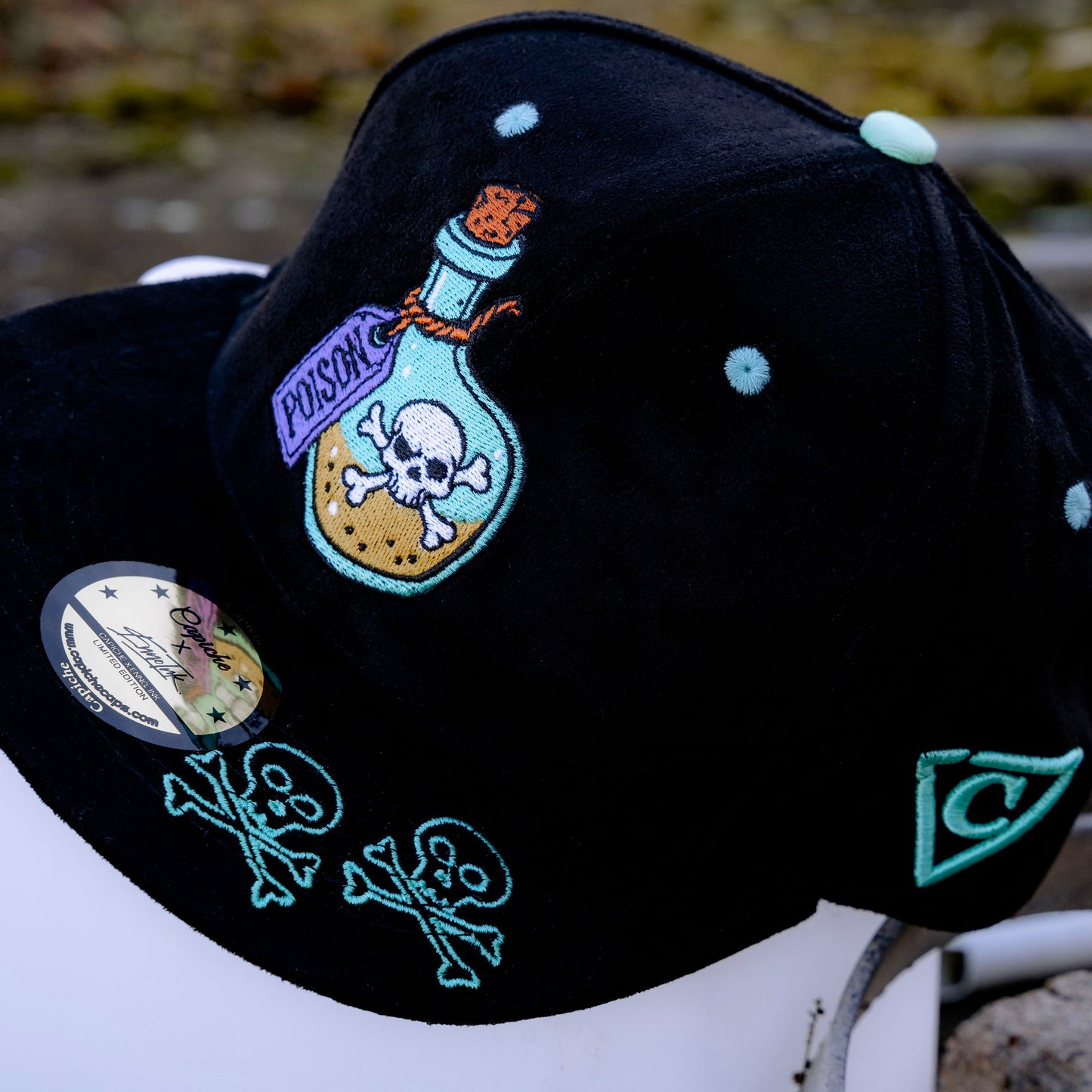 LIMITED EDITION Enno_Ink x Capiche Poison Snapback - Black Suede