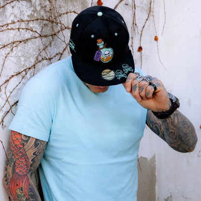 LIMITED EDITION Enno_Ink x Capiche Poison Snapback - Black Suede