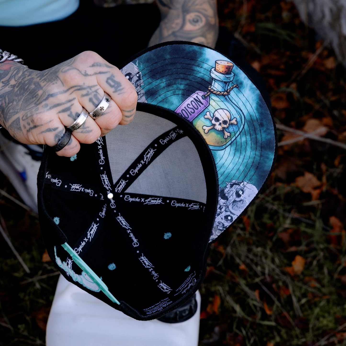 LIMITED EDITION Enno_Ink x Capiche Poison Snapback - Black Suede