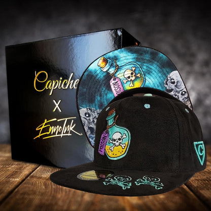 LIMITED EDITION Enno_Ink x Capiche Poison Snapback - Black Suede