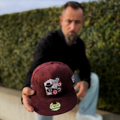Mafia Poker Snapback No. 1 - Burgundy Suede