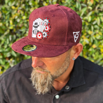 Mafia Poker Snapback No. 1 - Burgundy Suede