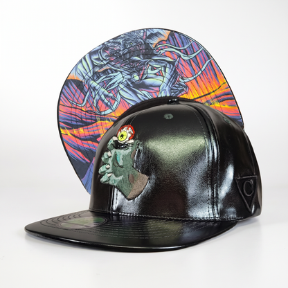 Gorra Snapback Monster Cave - Verde oscuro metalizado con efecto craquelado
