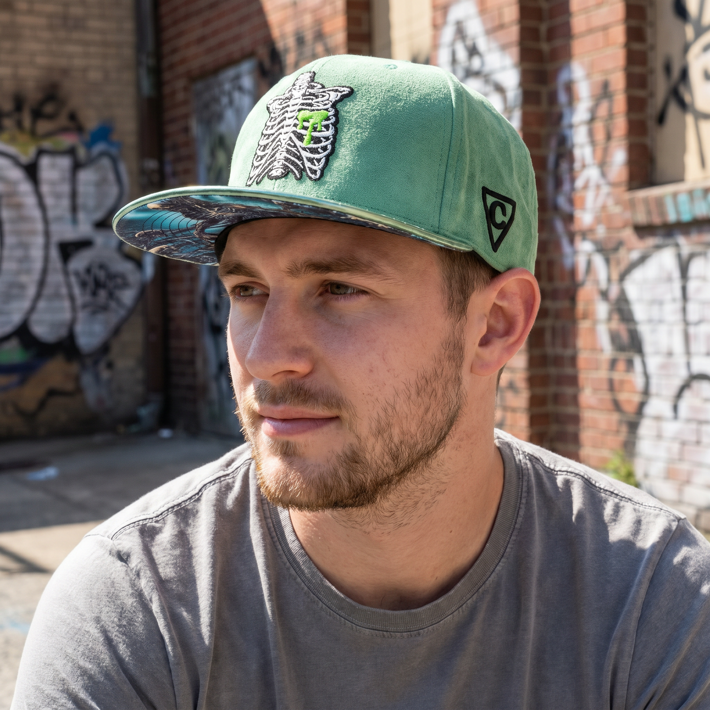 Monster Venom Snapback - Light Green Suede/Crackling Metallic