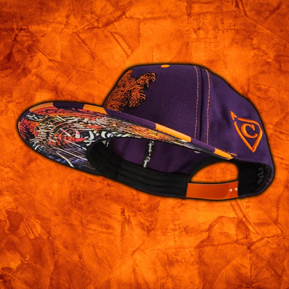 LIMITED EDITION Halloween Mummy 2025 Snapback - Purple/Orange Wavy Checkered Pattern