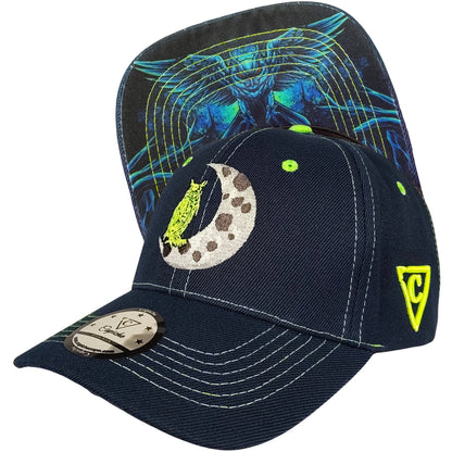 Casquette de baseball Night Owl - Bleu nuit/Coutures vert fluo