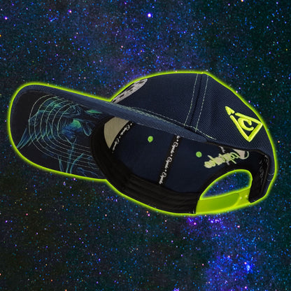 Casquette de baseball Night Owl - Bleu nuit/Coutures vert fluo