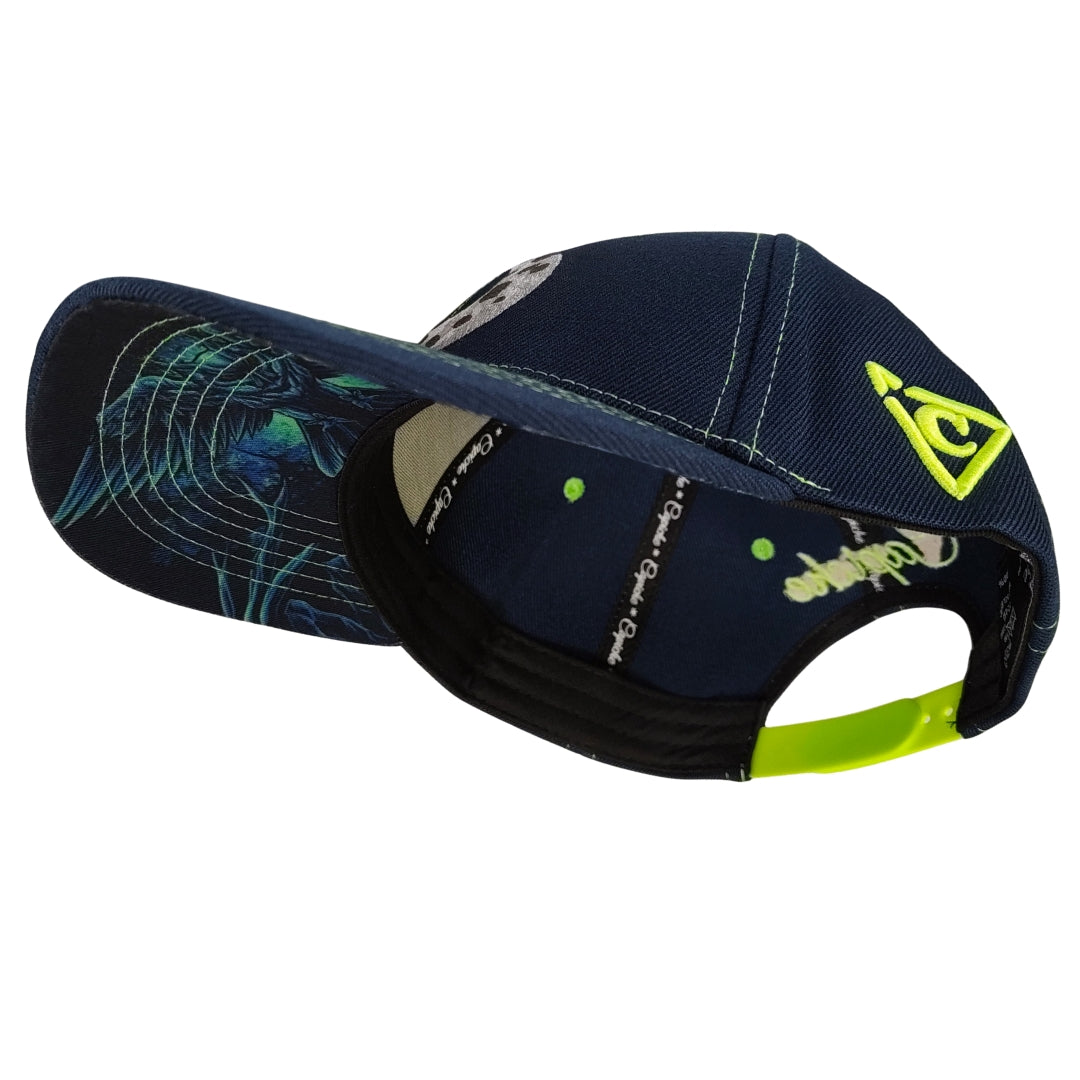 Night Owl Curved Cap - Night Blue/Neon Green Stitching