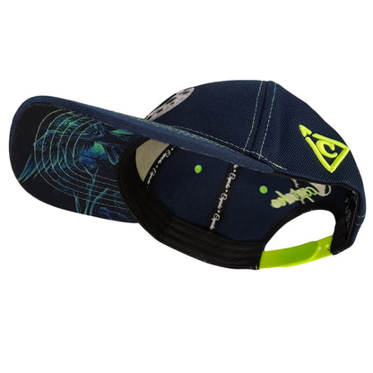 Night Owl Curved Cap - Night Blue/Neon Green Stitching