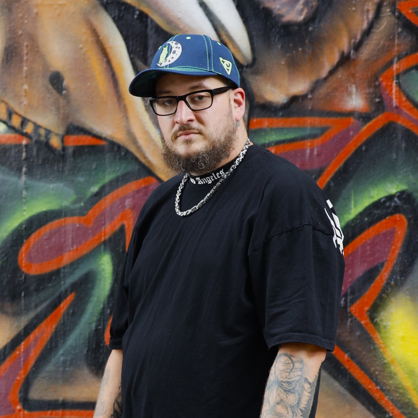 Casquette de baseball Night Owl - Bleu nuit/Coutures vert fluo