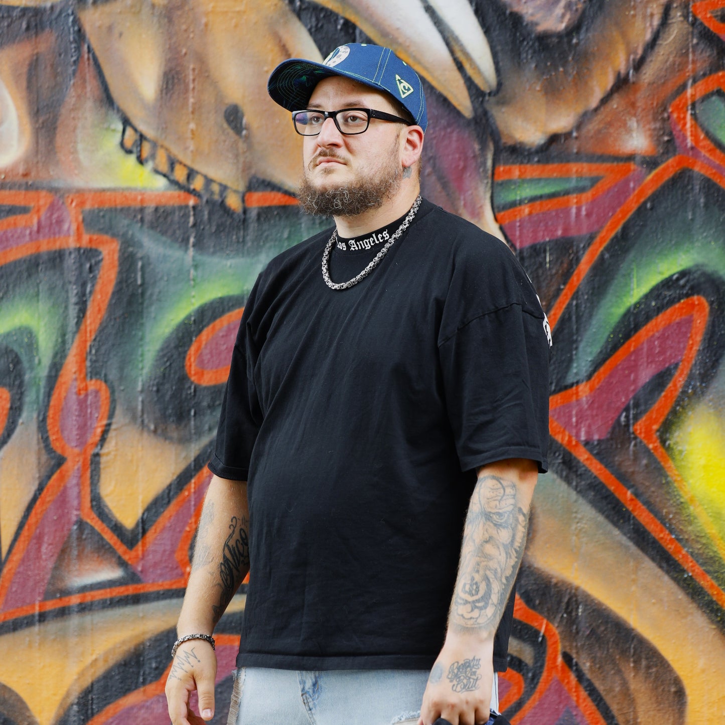 Casquette de baseball Night Owl - Bleu nuit/Coutures vert fluo