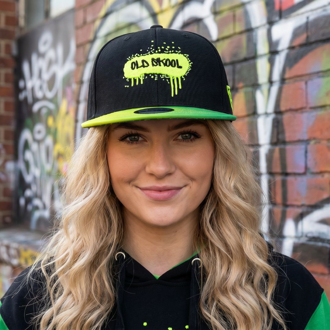 Gorra Snapback Old Skool - Negro/Verde degradado