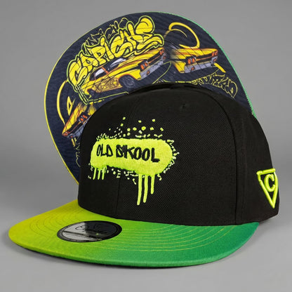 Gorra Snapback Old Skool - Negro/Verde degradado