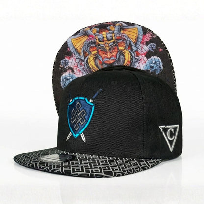 Czapka Viking's Spirit Snapback – czarna/szara z geometrycznym wzorem
