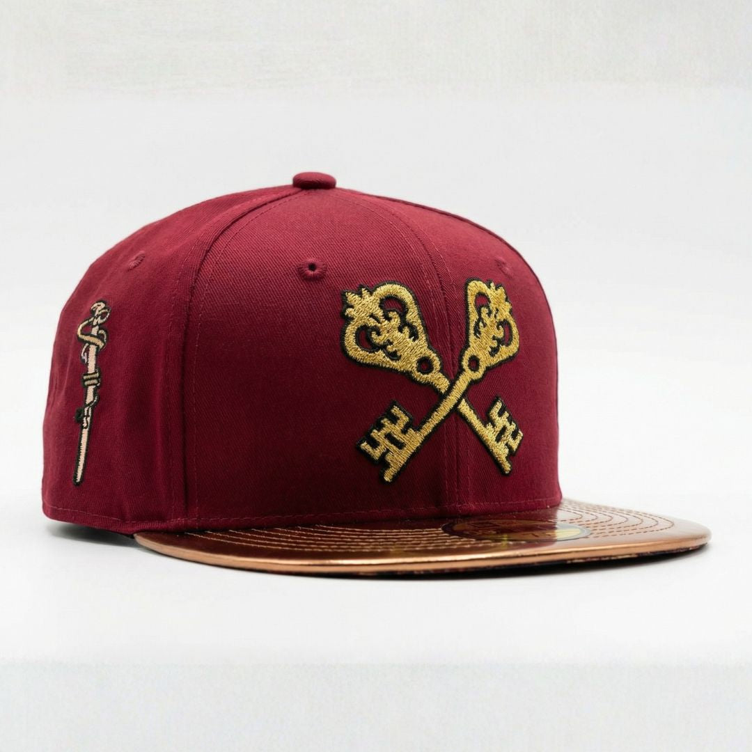 Cappellino Snapback Hidden Room - Rosso scuro/Marrone metallizzato