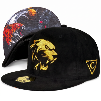 Edycja limitowana: czapka snapback Panther Fight - czarna zamszowa z złotą nicią