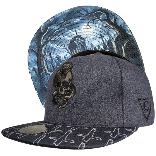 Phantom Grave Snapback - Grey-Blue Wool/Cross Pattern