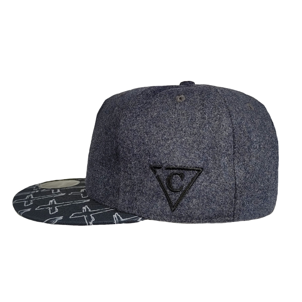 Phantom Grave Snapback - Grey-Blue Wool/Cross Pattern