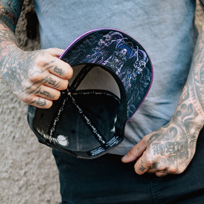Realm of the Dead Snapback - Grey Washed/Purple Crackling Metallic