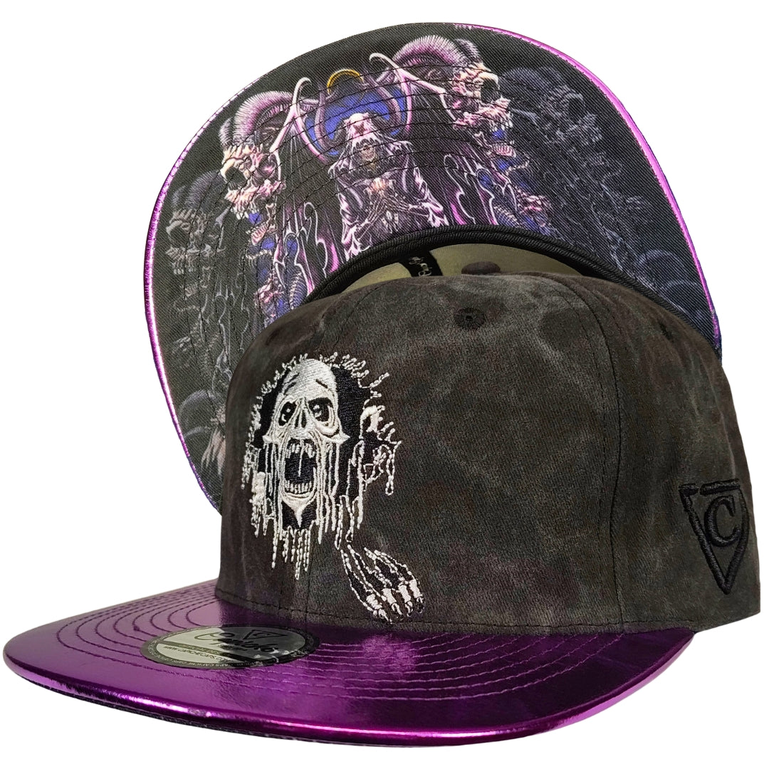 Realm of the Dead Snapback - Grey Washed/Purple Crackling Metallic