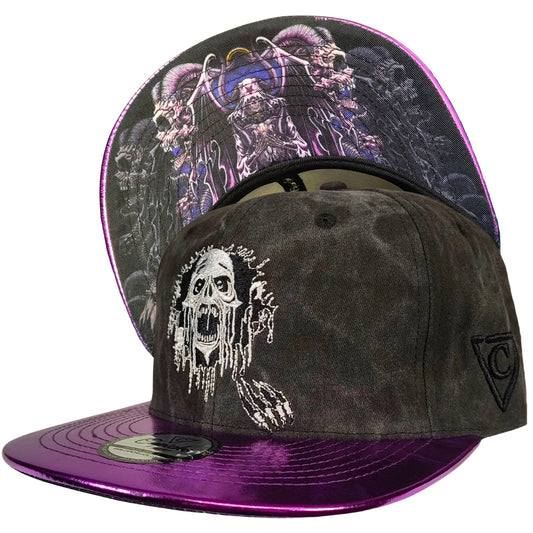 Realm of the Dead Snapback - Grey Washed/Purple Crackling Metallic