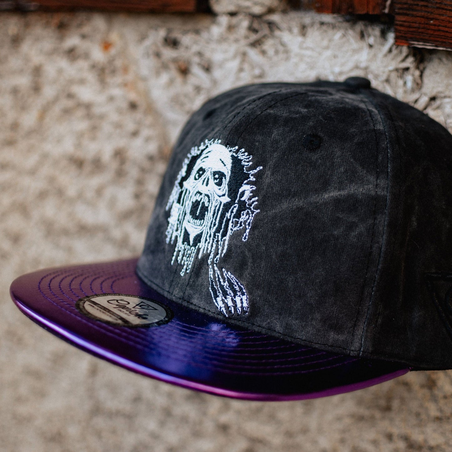 Realm of the Dead Snapback - Grey Washed/Purple Crackling Metallic
