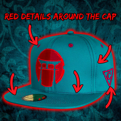 Red Samurai Green Petrol Snapback Hat from Capiche Caps