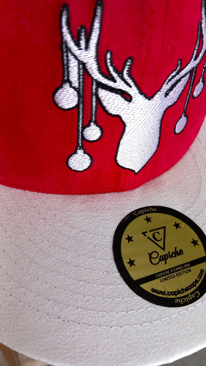 Red White Super Soft Suede Christmas Snapback Hat Collab with Enno_Ink and Capiche Caps