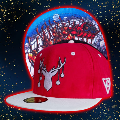 Red White Super Soft Suede Christmas Snapback Hat Collab with Enno_Ink and Capiche Caps