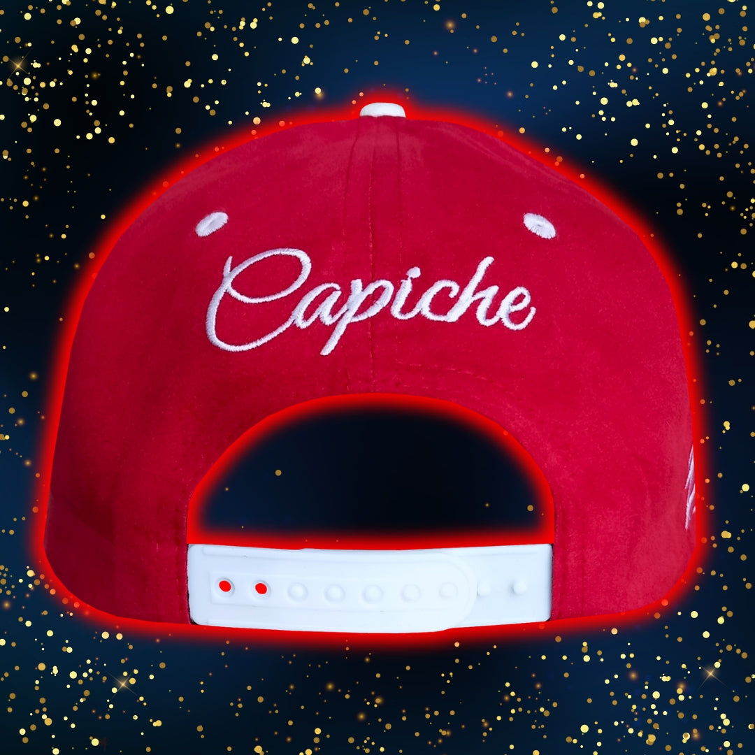 Red White Super Soft Suede Christmas Snapback Hat Collab with Enno_Ink and Capiche Caps