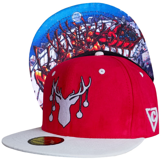 Red White Super Soft Suede Christmas Snapback Hat Collab with Enno_Ink and Capiche Caps