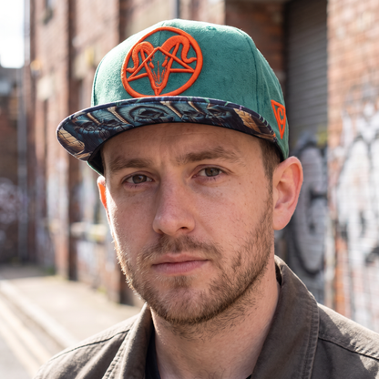 Ritual Temple Snapback - Green Suede/Sinister Pattern