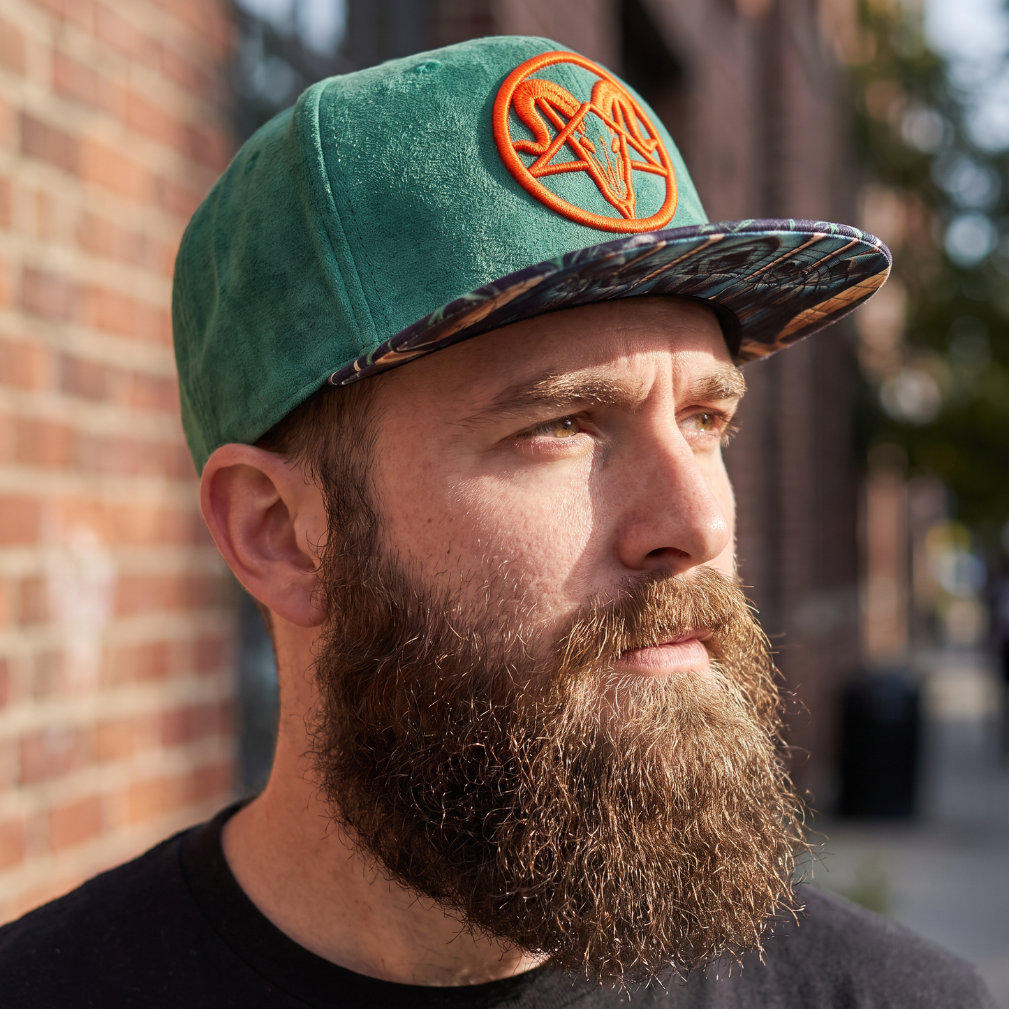 Ritual Temple Snapback - Green Suede/Sinister Pattern