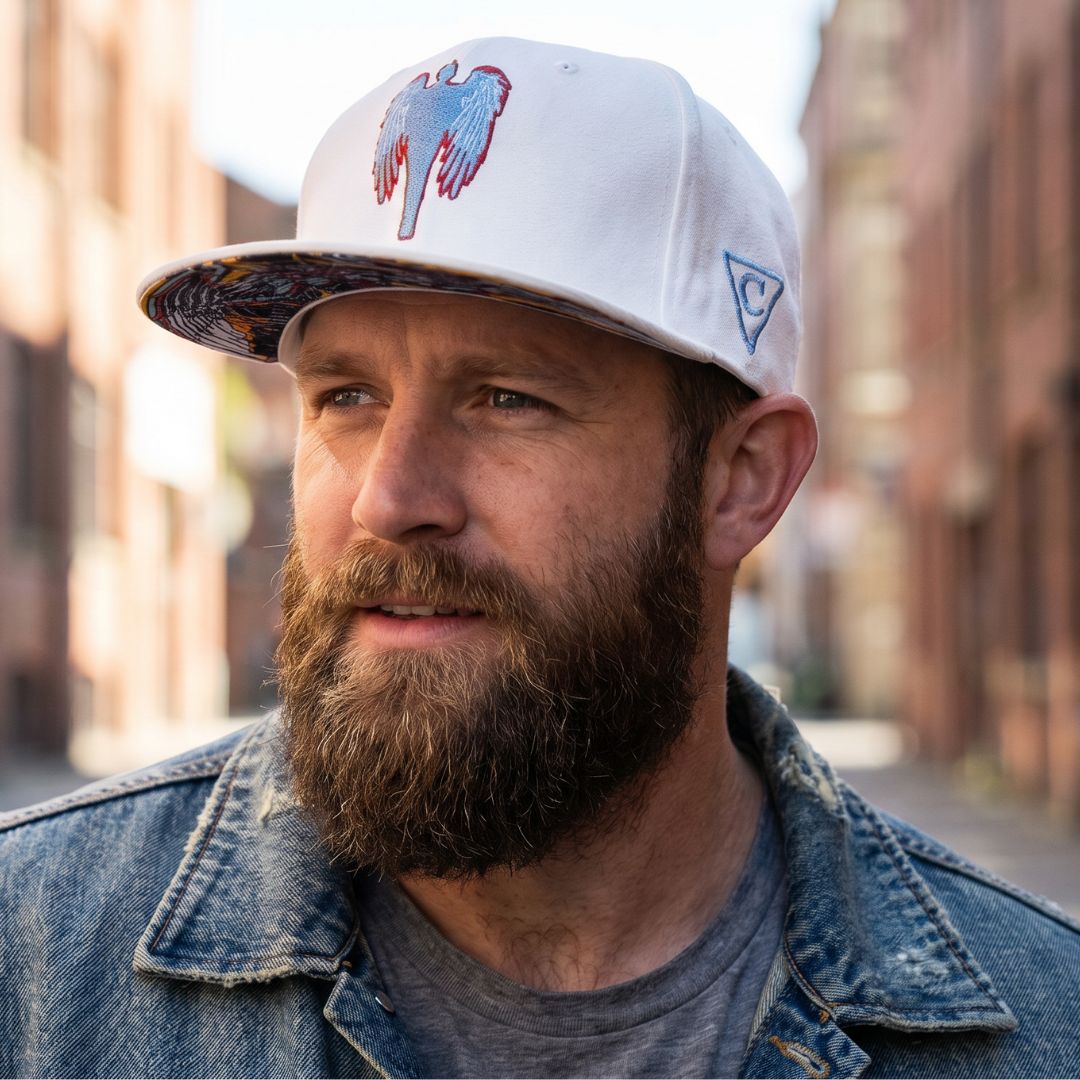 Robot Angel Snapback - White Suede