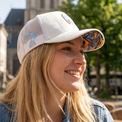 Robot Angel Trucker Cap - White Suede