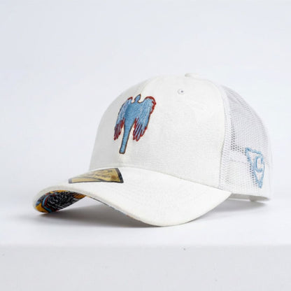 Robot Angel Trucker Cap - White Suede