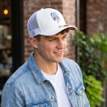 Robot Angel Trucker Cap - White Suede