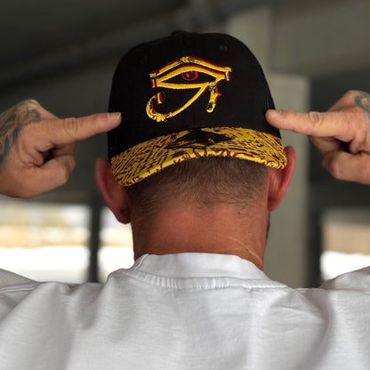 Robot Horus Trucker Cap - Black/Yellow Egyptian Pattern