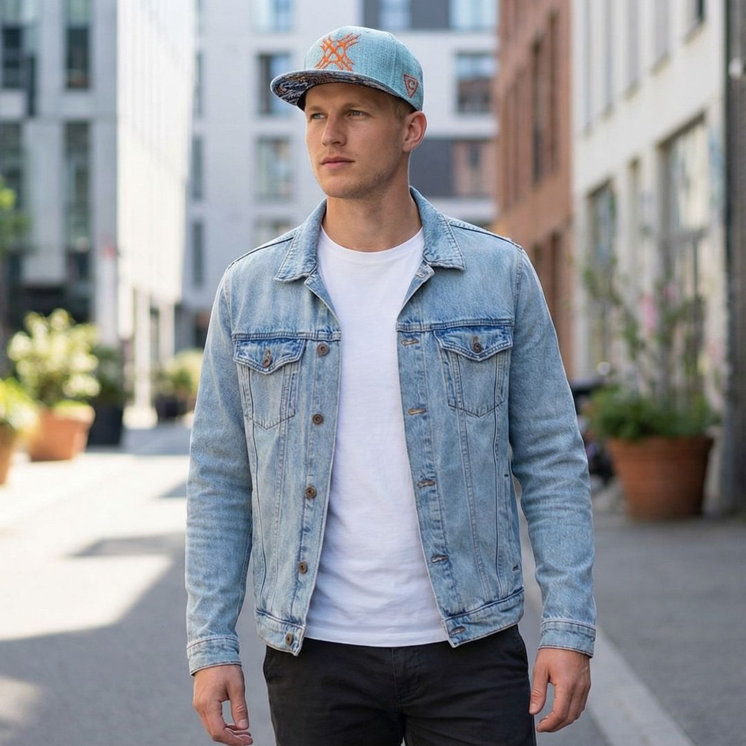 Robot Poseidon Snapback – Hellblau, dicke Baumwolle