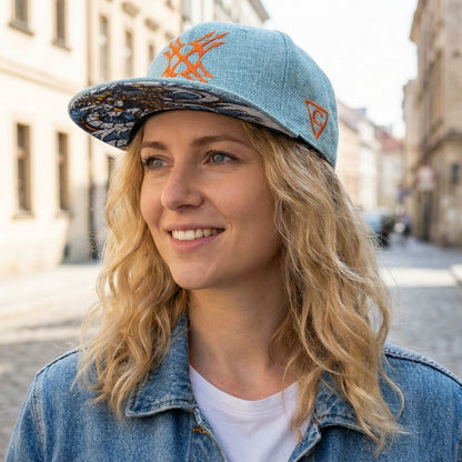 Robot Poseidon Snapback – Hellblau, dicke Baumwolle