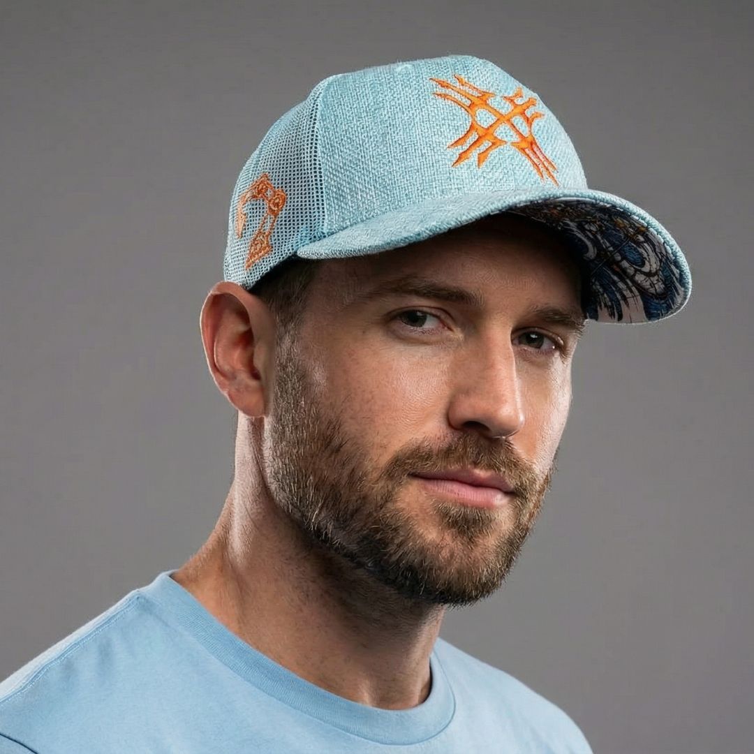 Casquette Trucker Robot Poseidon - Coton épais bleu clair