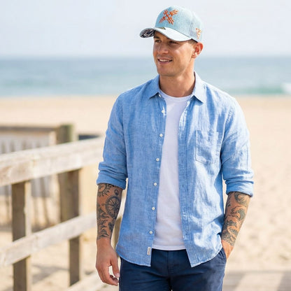 Casquette Trucker Robot Poseidon - Coton épais bleu clair