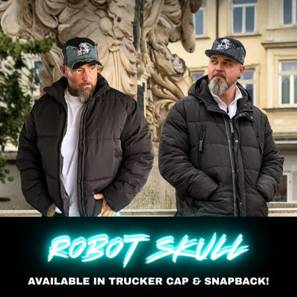 Robot Skull Trucker Cap - Black/Wired Grey